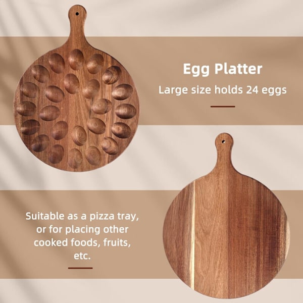 Vendbar fylt eggbrett, rund eggbrett med flere kroker, tykke treegg, serveringsbrett, spekemat til matlaging