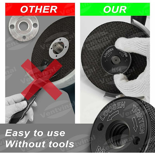 Hurtigspændemøtrik SDS Clic M14, til alle vinkelslibere AEG, Black  Decker, Dewalt, Flex, Hitachi, Metabo, Makita, etc. (1 spændemøtrik), sort