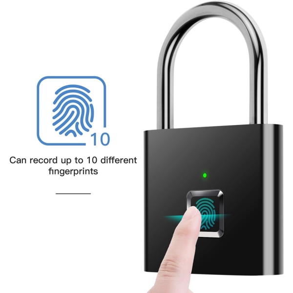Svart - Fingeravtryckslås, Bluetooth APP-lås, Smartlås, Nyckellöst Biometriskt Lås för Ryggsäck, Cykel, Skåp, Gym.