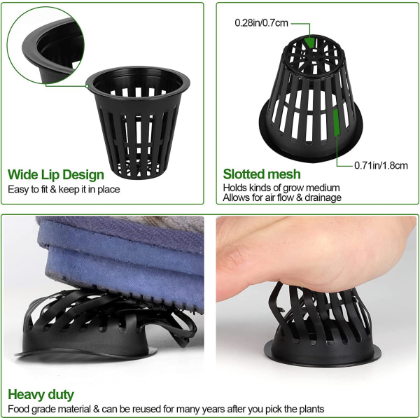 50 stk. Svart Plast Hydroponisk Planting Mesh Net Pot Kurver Hage Plante Gro Kopp