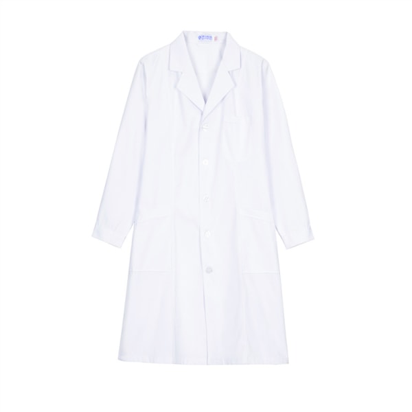 Laboratoriefrakk for kvinner, lang medisinsk frakk i polybomull med hel ermer