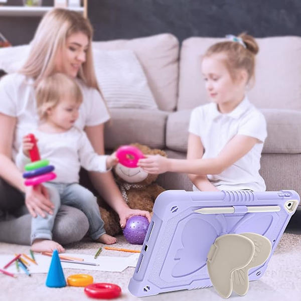 Fjärilsformad stötsäker iPad 10,2 \"skyddande skal (lila, exklusive iPad), 9:e generationens skyddande skal, 8:e generationens skyddande