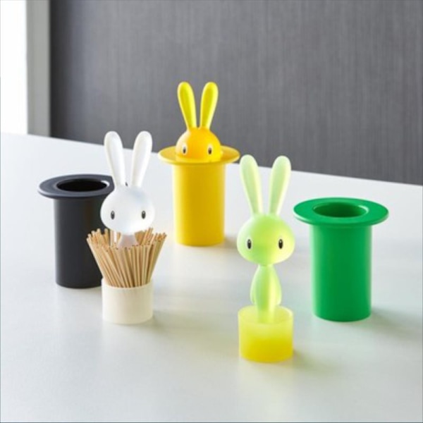 Söt kanin manuell tandpetare låda (grön), termoplastisk harts design tandpetare hållare
