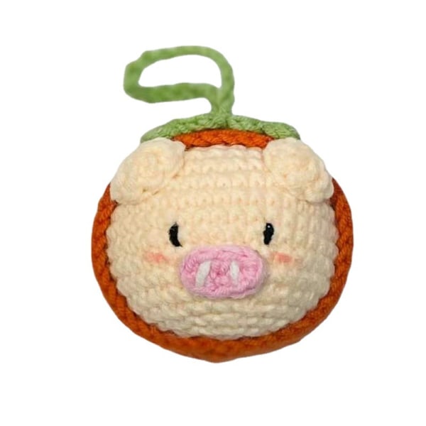 Hand knitted woolen doll keychain crochet doll persimmon pig pendant