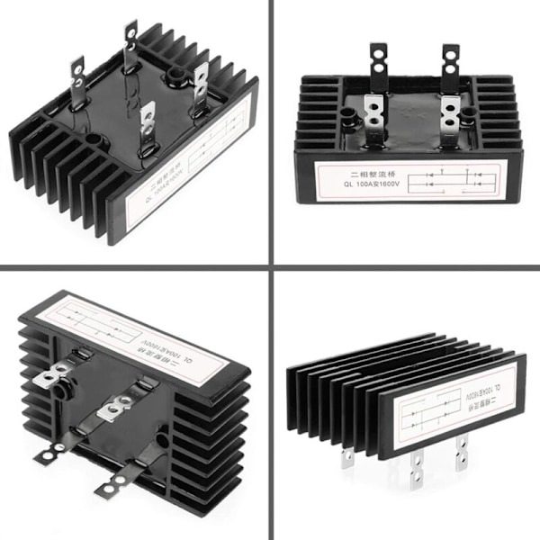 Recovery deck, 1 stk. 100a AMP 1600V spænding 2-shaved Diode Pont Recovery Høj effekt Sort N Board Batterioplader