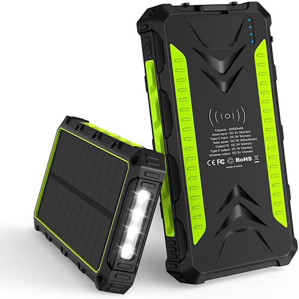 2000mAh Suuri Kapasiteetti Langaton Lataus Aurinkovoima Pankki Ulkona Vedenpitävä Lataus Aarre