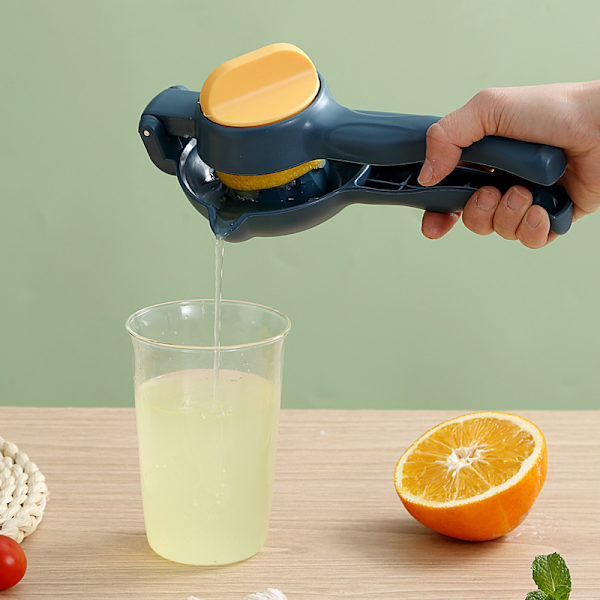 Manuel citronpresser (gul), håndholdt citronpresser, limejuiceekstraktor, frugtpresser til lime, grapefrugt, appelsin, citron, mere effektiv presser
