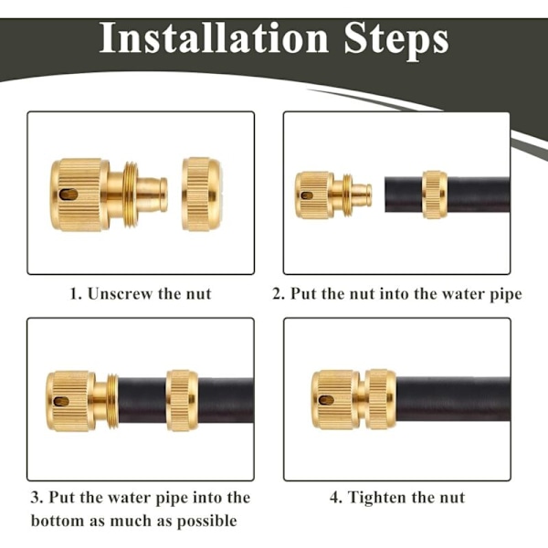 4-delt messing sprinklerhane-kobling, 2 i 1 vandhaneadapter, rørfittings med hurtig 1/2\" og 3/4\" anti-rust havetilbehør til haven