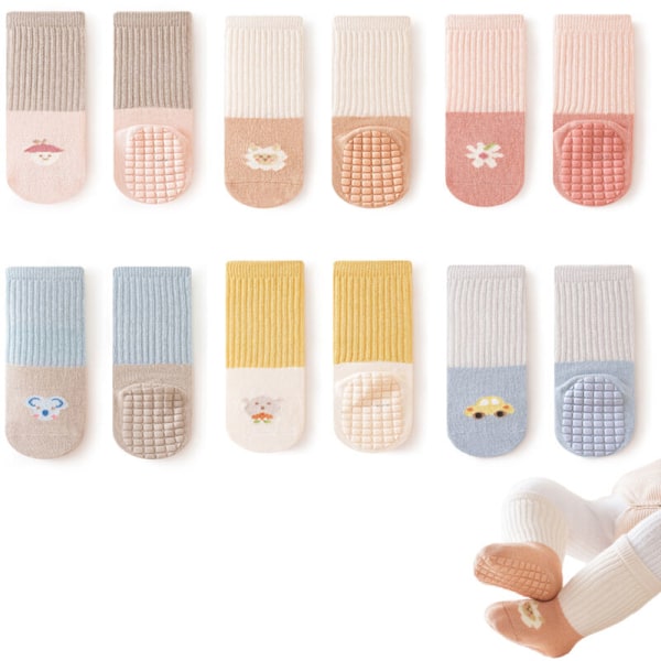 Par med sklisikre sokker for baby, sokker for småbarn med håndtak, sklisikre sokker for barn