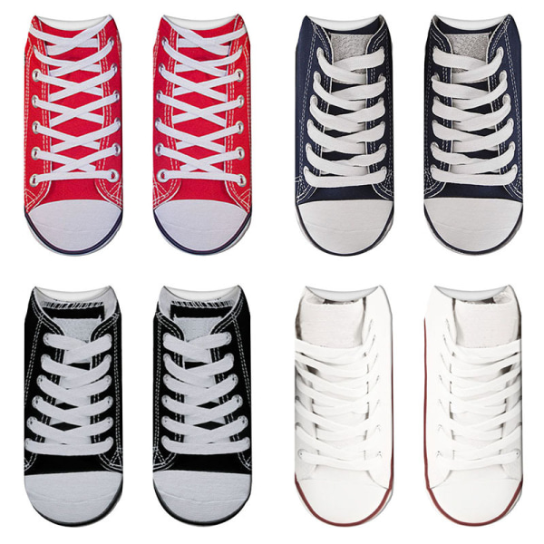 Imitation Sock Sandals 4 Par (37-43) Fancy 3D Mönster Tryckta Strumpor Flip-Flops Elastisk Bomull Anti-Svett Och Andas Låga Ankelstrumpor För Kvinnor Mig