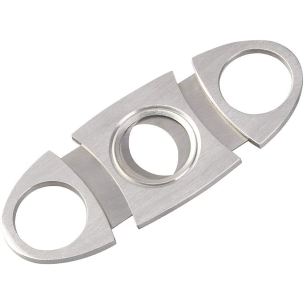 Rustfrit stål dobbelt guillotine lommecigar Cutter, sølv