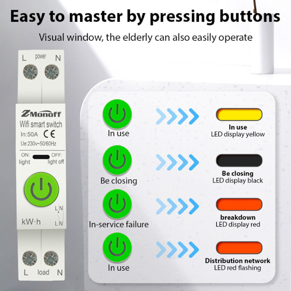 Intelligent afbryder TUYA APP Kompatibel WiFi Kompatibel Statistik Elektriker Lav switch med beskyttelse mod lækager beskyttelse mod over