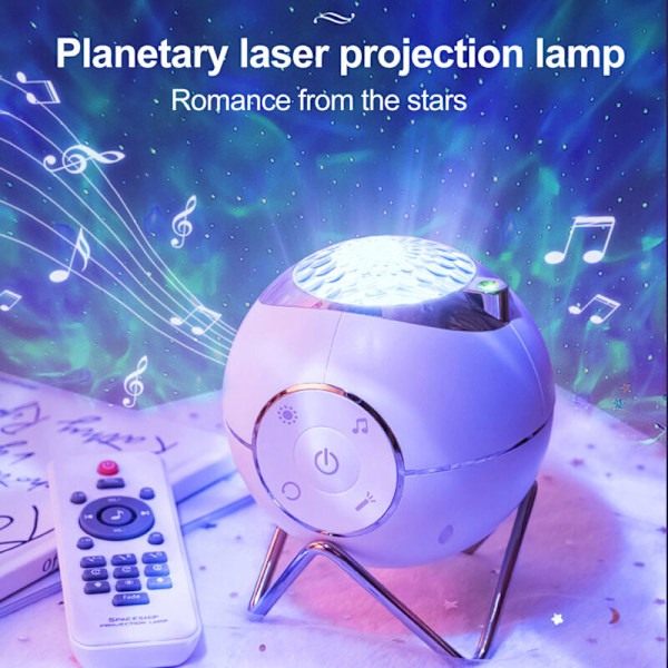 Planetprojektor, kreativt nattlys for soverom, stjerneprojektor, BT-romlys, musikk, USB