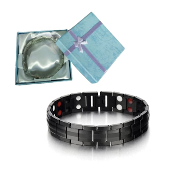 Raffinerede stil - Magnetarmbånd i titanium til mænd - Element med germaniummagneter - Værktøj til fjernelse af led inkluderet, sort