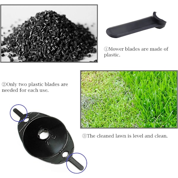 50 stk. Plæneklipper Plastklinge Kompatibel med Flymo Micro Lite Hovervac Mow N Vac