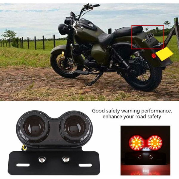 Motorcykel Baglygte LED Bremslys Bremslampe Blinklys Indikator til Custom Cafe Racer Rød Lys Fonepro
