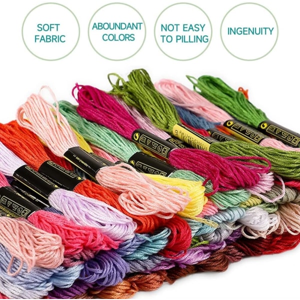 Broderigarn, 100 farger myk polyestertråd, 8 meter 6 tråder, for broderi, korssting, sytråd, armbåndstråd knuting og C