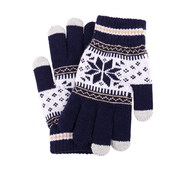 Touch handsker vinter varmt mønster 1 par marineblå