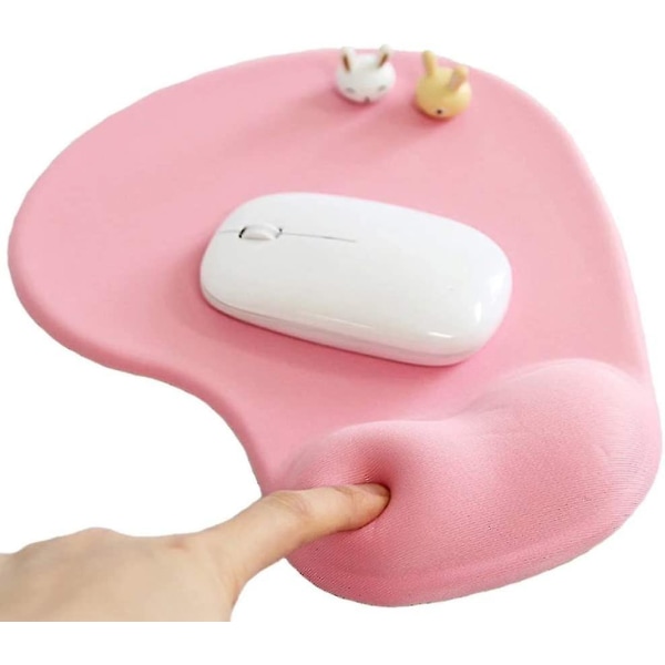 Pöytähiirimatto geelirannetuella - Ergonominen pöytähiirimatto rannetuki - Design-peliohjainalusta kumialusta kannettavalle tietokoneelle (01pink)