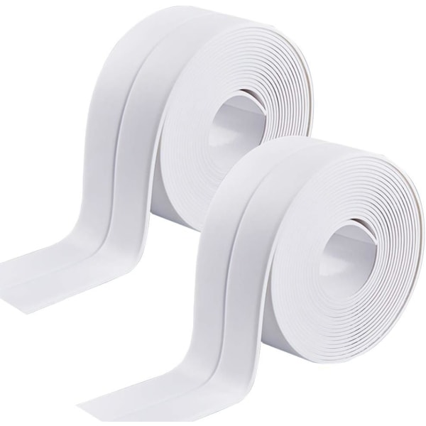 2 pakkausta hometta estävää tiivistenauhaa (3,8 cm * 3,2 m), vedenpitävä ja tahmea kylpyhuoneen tiivistenauha kylpyhuoneen, WC:n ja keittiön seiniin