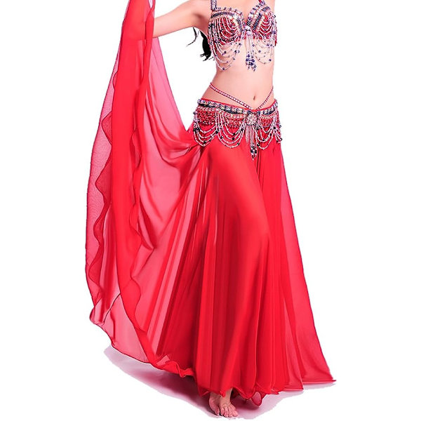 Skørt Længde 85cm Juvel Blå Mavedans Skørt Mavedans Kostume Damer Chiffon Stor Swing Lang Skørt Festival Tøj