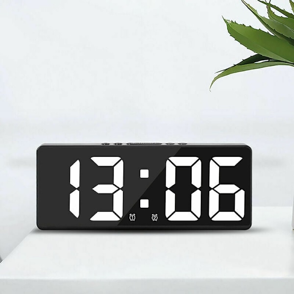 Stor intelligent digital väggklocka App tid/datum/ljudutlösare och kontinuerlig kortfattad uppräkningsfunktion och volymlarm med snooze-funktion - bl