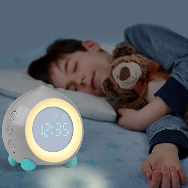 (Vit) Väckarklocka för barn Lysande siffror, LED-ljuslarm