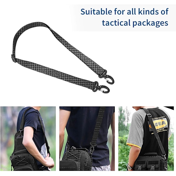 Justerbar skulderrem i nylon med drejelig krog til bagage, skuldertasker, attachétasker (sort)