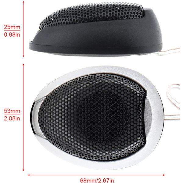 Kullersten tweeter, liten svart - silver bil tweeter