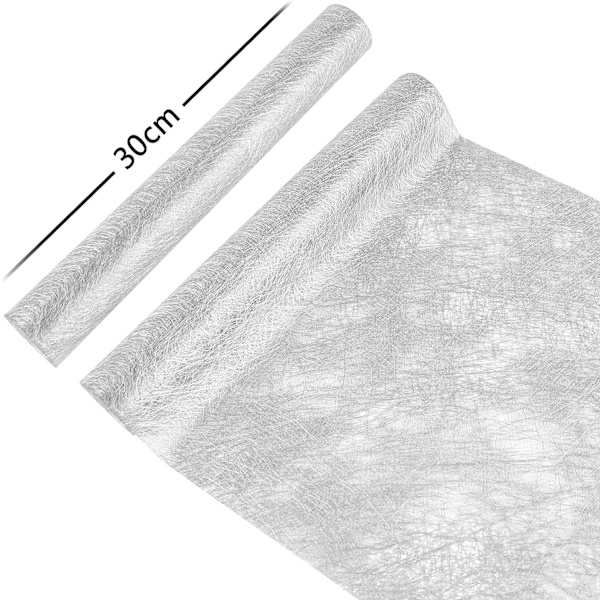 Återanvändbar dekorativ bordslöpare i non-woven-tyg, elegant bordsband, bordsdekoration 30 cm för fester, firanden (silver, 30 cm x 5 m)