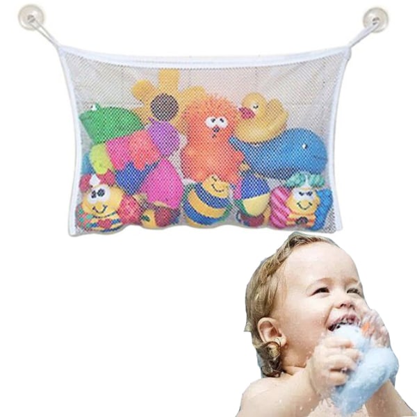 Lekeoppbevaring, 18\" X 14\" Mesh Bag for Bath Toy Organizer, Holder Badet Organisert, Inkluderer 2 Ekstra Sterke Krok Sugekopper