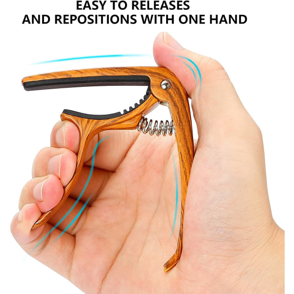 Mørkt tre - 1 stk legering gitar capo egnet for 6 strengers folkegitarer, akustiske og elektriske gitarer, ukulele, mandolin og banjo gitar capo