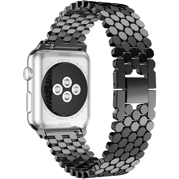 Sort - Rem til Apple Watch 38mm, Rustfrit stål iWatch Rem 8mm, Smartwatch Rem til Apple Watch Series 3/2/1 38mm,.
