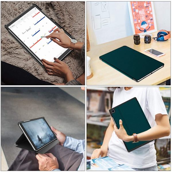 Passar Samsung TAB A7 10.4 surfplattafodral med pennhållare 2020 modell droppsäkert skyddande fodral, stabil magnetisk flip-svart