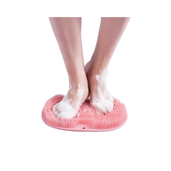 Brusefodskrubber, fodmassagepude Fodvaskerpude med sugekop til brusegulv (Pink)