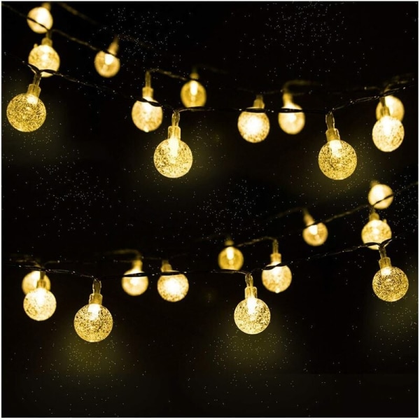 Utomhus solcellslingor, 4,5 m 30 LED kristallkula ljusslinga med 2 belysningslägen Ljusdekoration för jul, träd, trädgård, uteplats, balkong