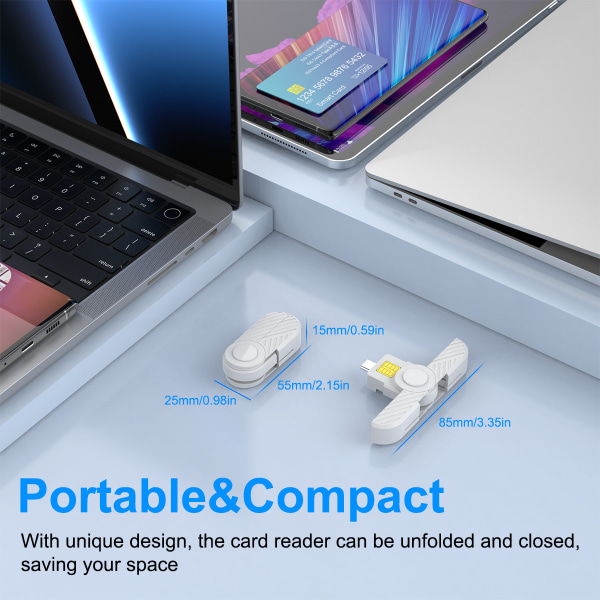 CAC-tyypin C -lukija, DOD Military USB C Common Access CAC -kortinlukija, USB Smartfold Type C -älykortinlukija PIV CAC -lukija yhteensopiva Windowsin kanssa,