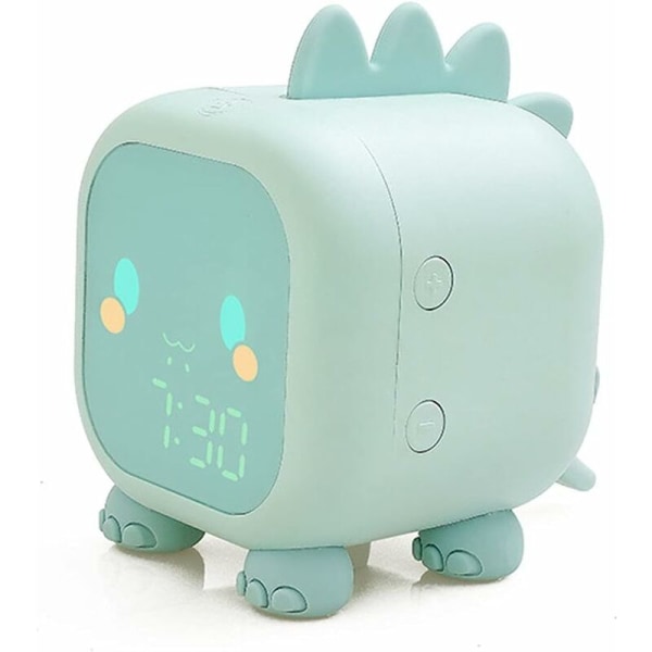 Dinosaurvekkerklokke for barn USB Lader Stemme Digital Timing Smart Alarm Silikon Soverom LED Nattlys Vekkeklokke