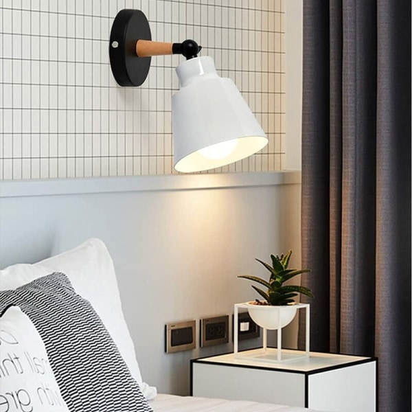 2-pack industriella vintage vägglampor taklampor E27 metall justerbar retro inomhus vägglampa för sovrum kök restaurang (vit)