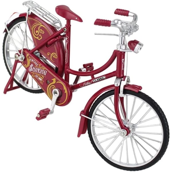 Metallcykelmodell för hemmakontor, dekorativ konst, prydnadsföremål, staty, kreativ 1/10 retro järncykelmodell, retro prydnad, röd