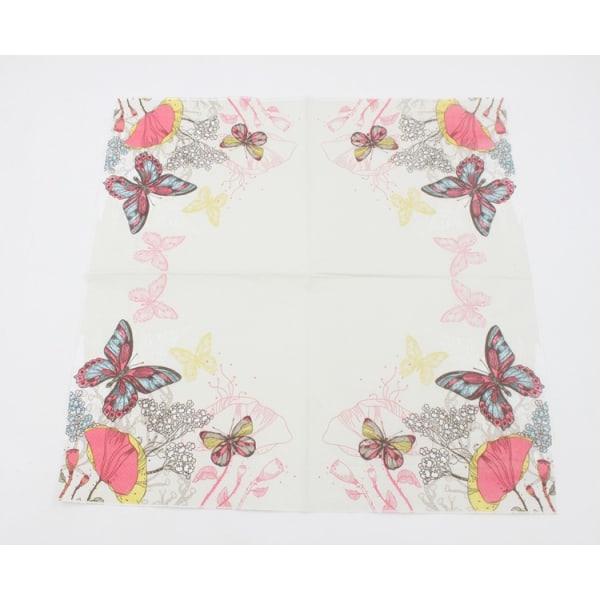 Set med 40 färgglada pappersservetter - Butterfly servett, DIY, origami
