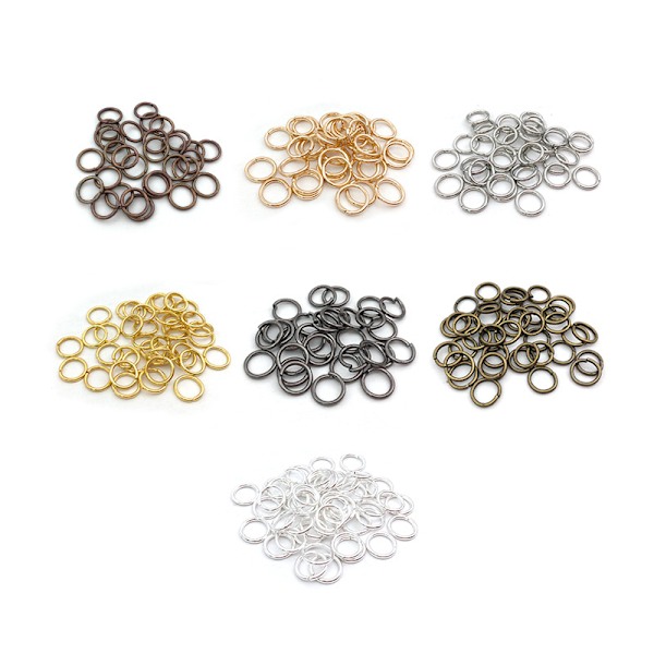 500 O-ringe - Flere størrelser - Åbne ringe - Enkelt ringe - Jern ringe - C-ringe - Samlerringe - DIY smykketilbehør - 7x0,9 mm tykke (Sort)