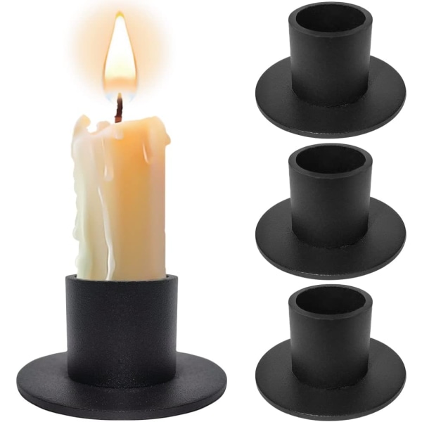 Ljusstakar i svart set om 4, avsmalnande ljusstakar i järn vintage retro för bröllop Thanksgiving jul advent middagsbord mantel dekoration