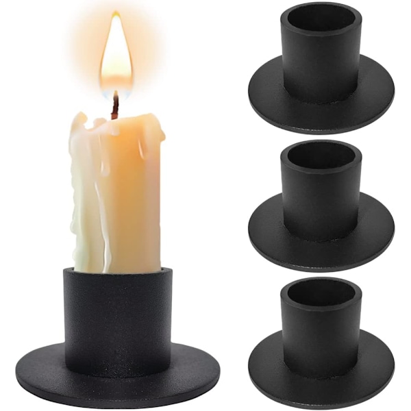 Lysestager i sort sæt med 4, lysestager i jern vintage retro til bryllup Thanksgiving jul advent spisebord kamin dekoration