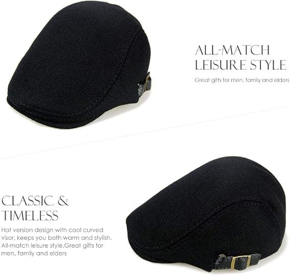 Hatt for menn, flat beret, justerbar flat caps, høst vinter