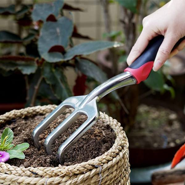 Hagesett med 3 deler, aluminiums hagesett med håndspade, transplanteringsspade og kultivator håndrive