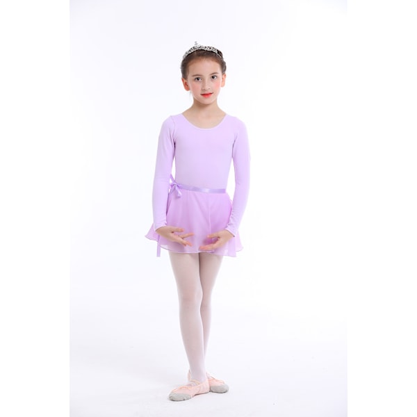 120cm vaaleanpunainen tyttöjen balettitrikoomekko Kaksiosainen setti Trikoo Bodysuit + Hame Voimistelu Baletti Baletti Tanssi Tyttö Pitkähihainen