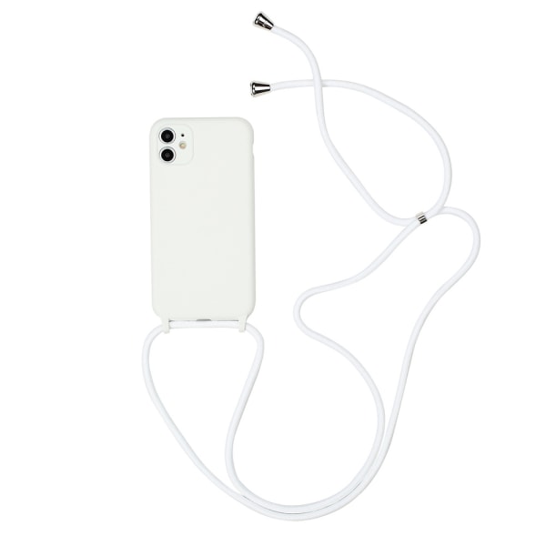 Lämplig för iPhone cross-body lanyard phone case, silikon phone case halsbandsrep med mjukt stötsäkert case vit (iPhone