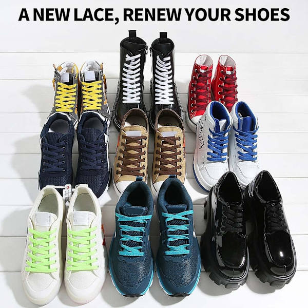 Fladt Sko Snørebånd til Sneakers, Fladt Snørebånd til Sneakers - Økonomisk, 8mm Bred