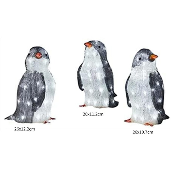 3 stk. Lysende Pingvin Ornament Pingvin Juledekorasjon Julelys Dekor Håndverk Tre Juledekorasjoner Kuler til Juletre Hjem D